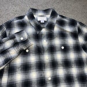 Filson Elk Heights Camp Shirt Large black and grey shadow plaid